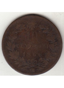 1866 - 10 Centesimi Zecca Strasburgo Vittorio Emanuele II MB